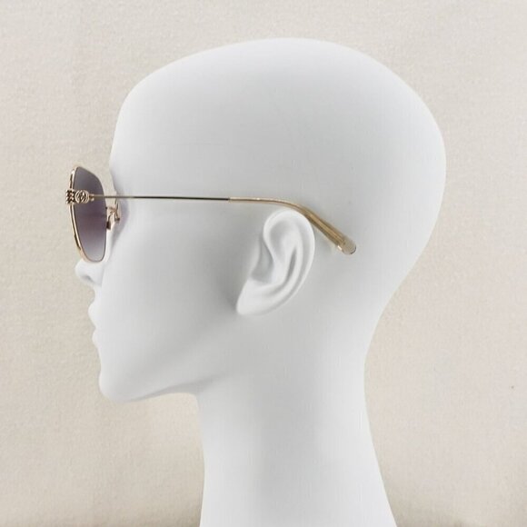 Gucci GG1285 Square Sunglasses Gold Gray OS - Picture 13 of 16